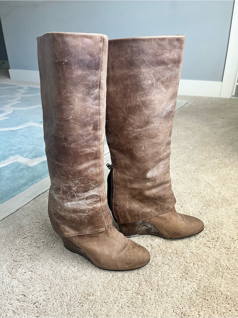 Marni Brown Leather Knee-High Heeled Boots